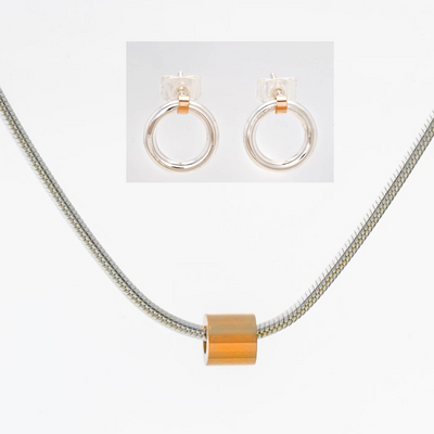 Guld Cirkel Halsband & Örhängen