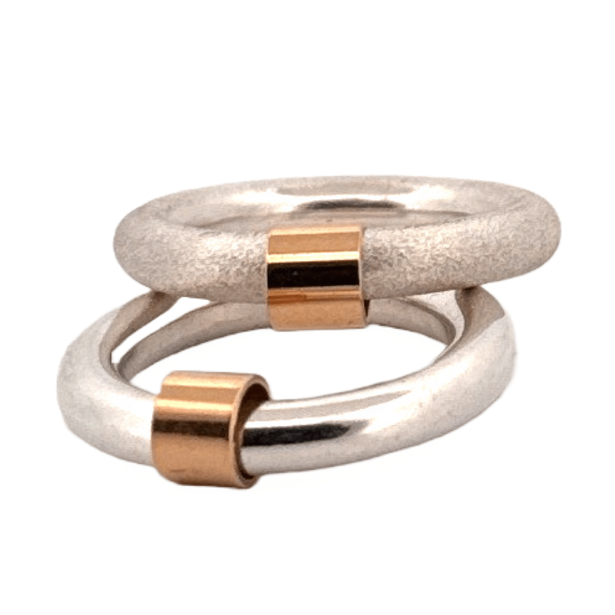 En matt och en polerad Guld Cirkel mot vit bakgrund